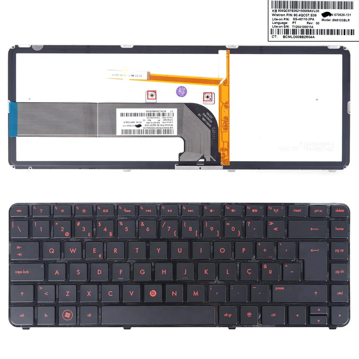 Picture of HP DV4-3000 DV4-4000 BLACK FRAME BLACK(Red Printing,Backlit Version)